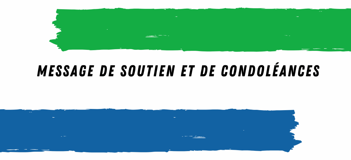 Message de soutien et de condoléances