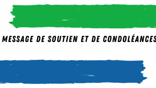 Message de soutien et de condoléances