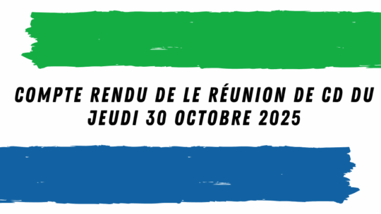 Compte rendu de le réunion de CD du Jeudi 30 octobre 2025